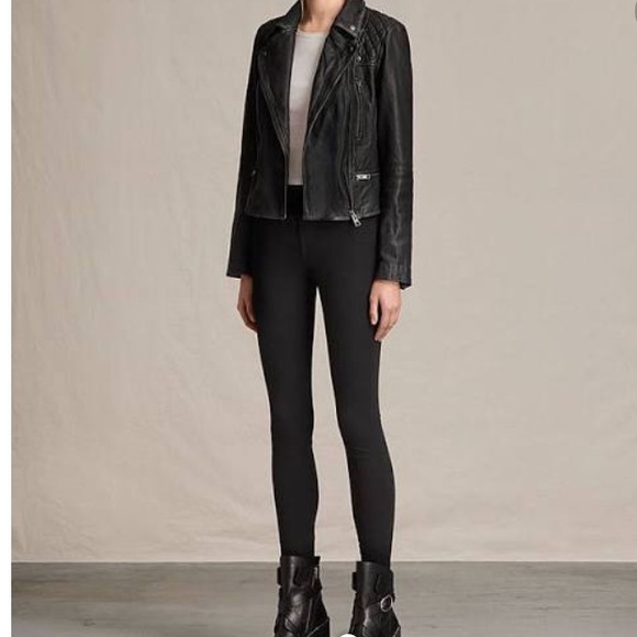 All Saints Cargo Leather Biker Jacket - Picture 2 of 8